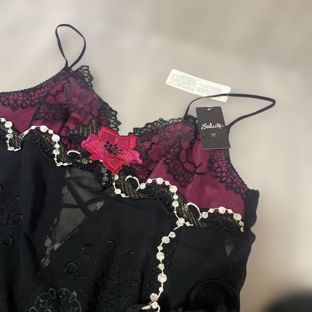 Salute花柄刺繍ブラジャーショーツキャミセット70D