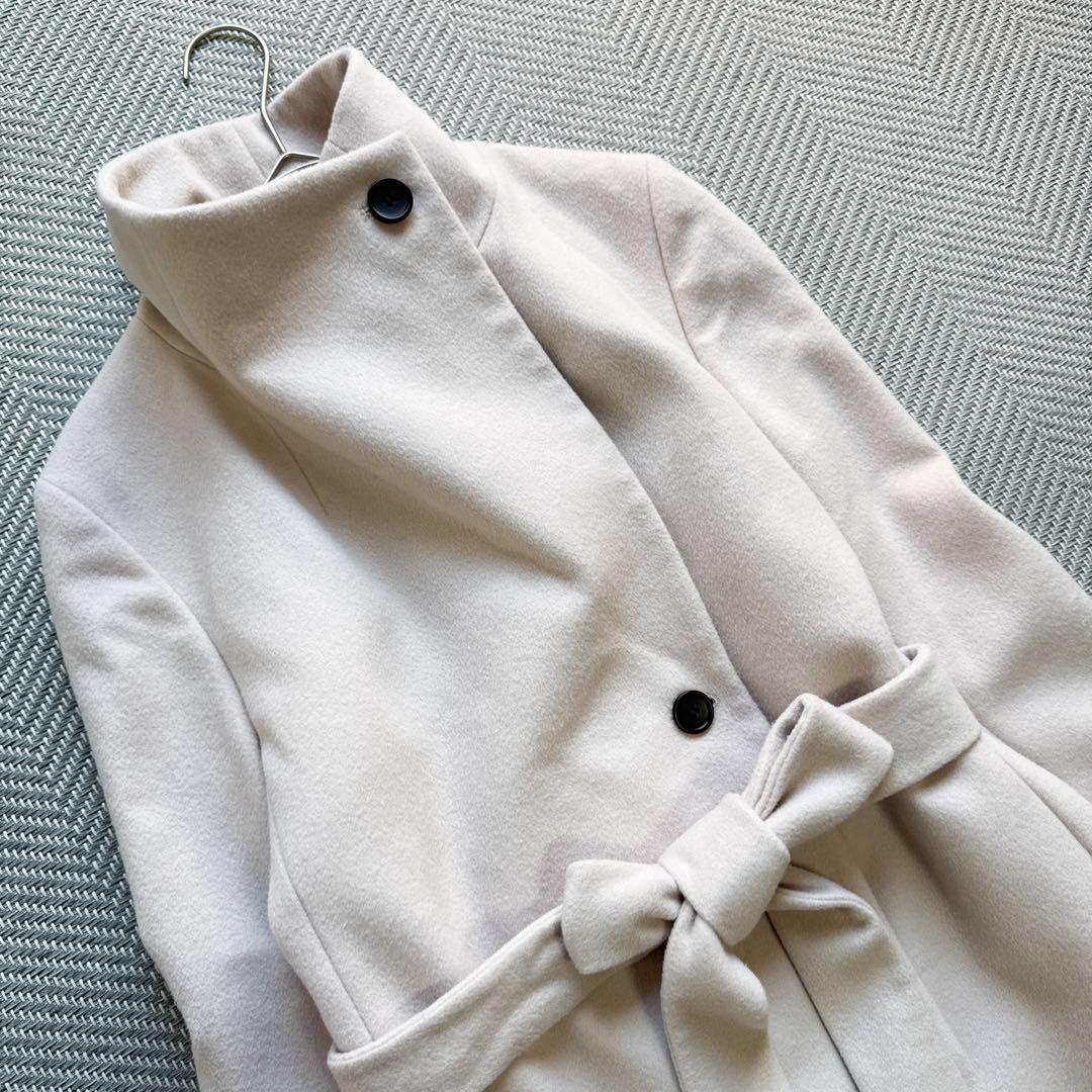 美品 ROPE プレミアムカシミヤショールカラーコート カシミヤ ベルト 38