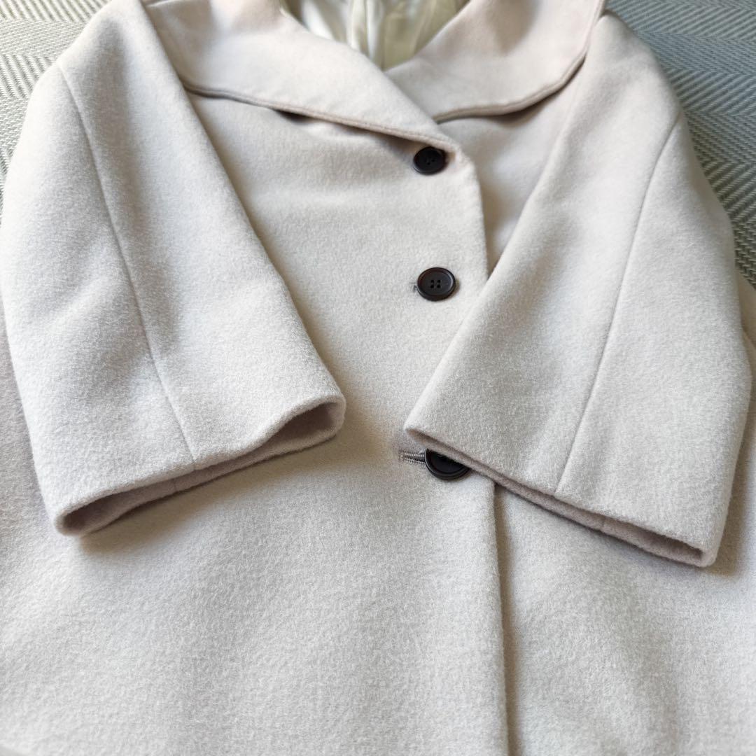 美品 ROPE プレミアムカシミヤショールカラーコート カシミヤ ベルト 38