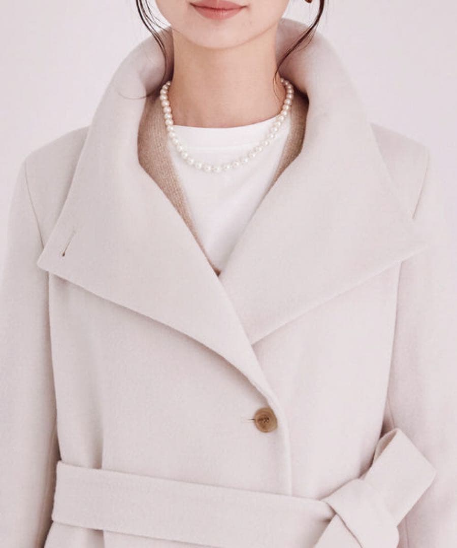 美品 ROPE プレミアムカシミヤショールカラーコート カシミヤ ベルト 38