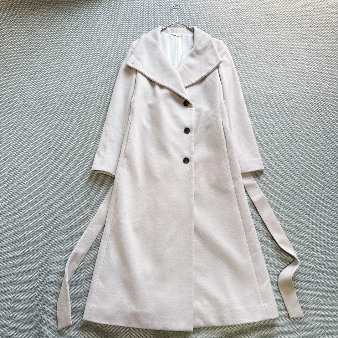 美品 ROPE プレミアムカシミヤショールカラーコート カシミヤ ベルト 38