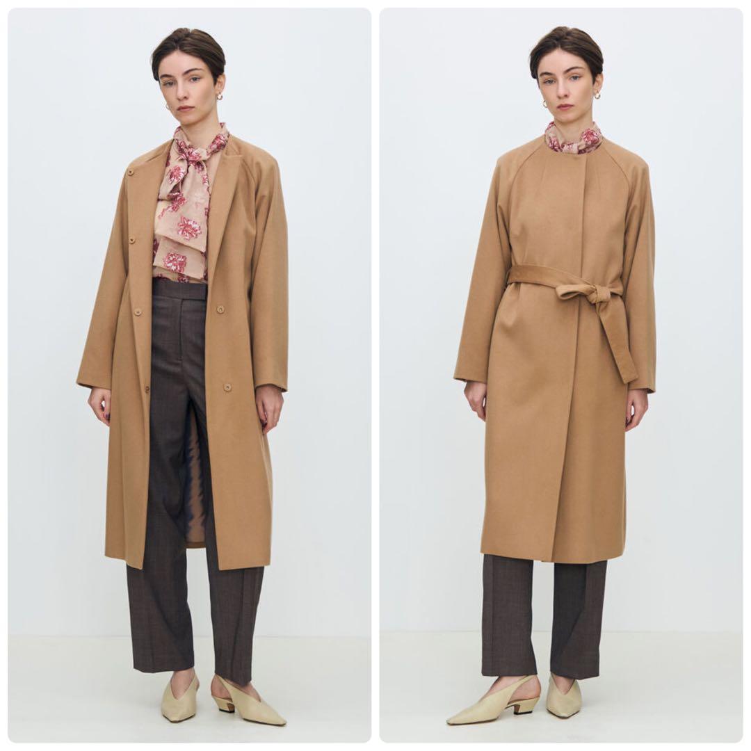 極美品✨️定価12万　トゥモローランド　ピュアカシミヤ ノーカラーコート　36