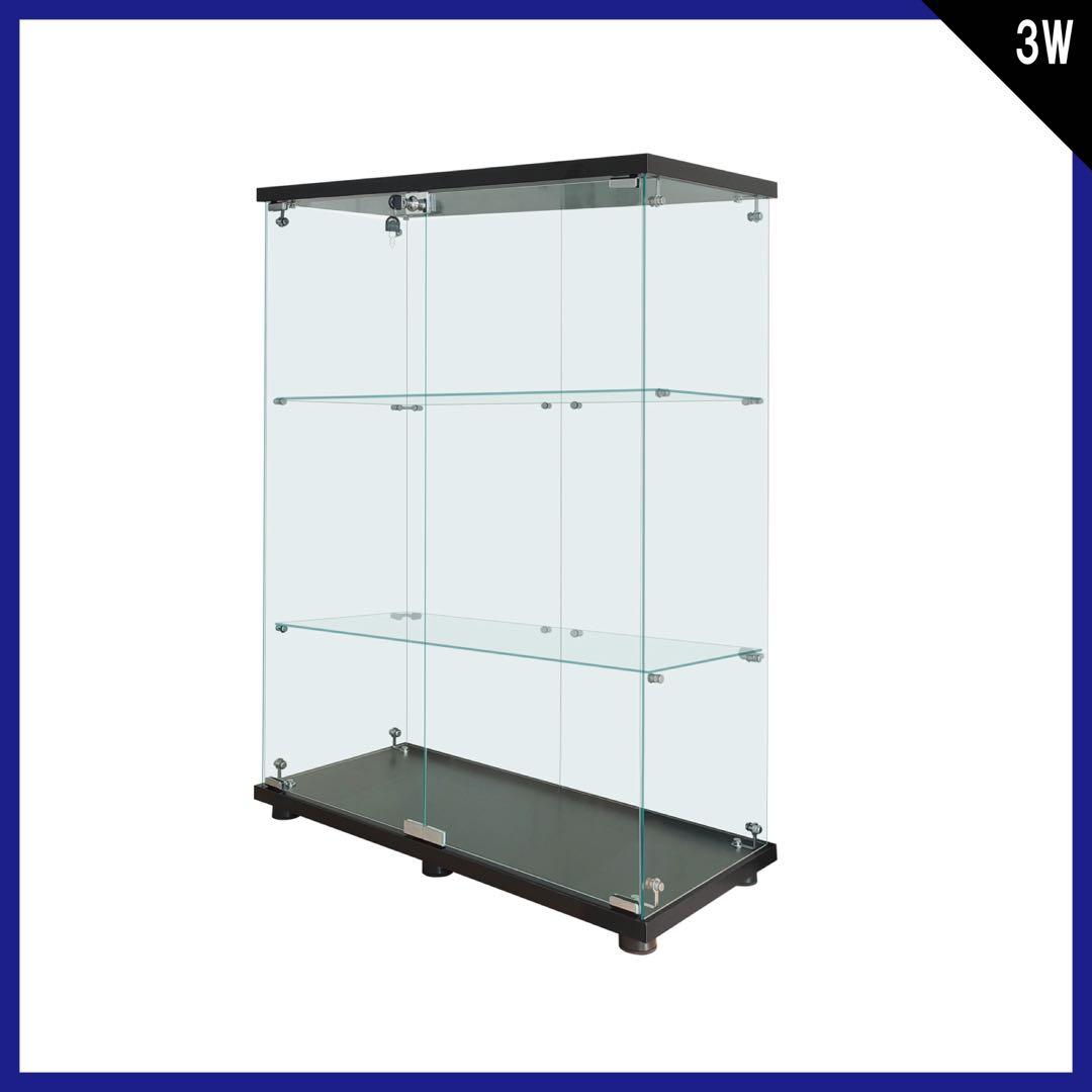 【新品】フィギュア棚　コレクションケース　ガラスディスプレイ　3段ワイド黒