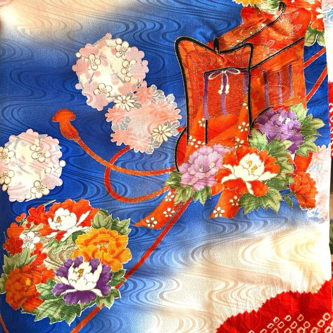 正絹着物　3歳七五三セット　飾り帯付き　髪飾りおまけ⭐︎