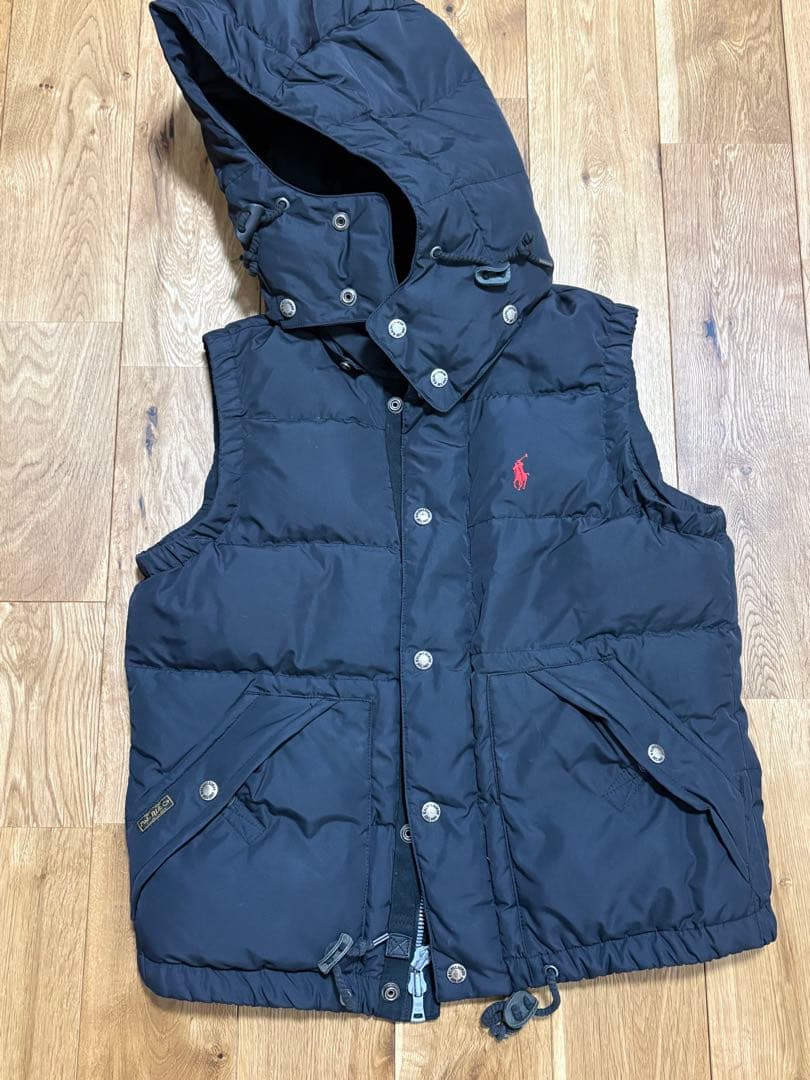 ポロラルフローレンダウンベスト　2way　フード ポニー刺繍 紺　M