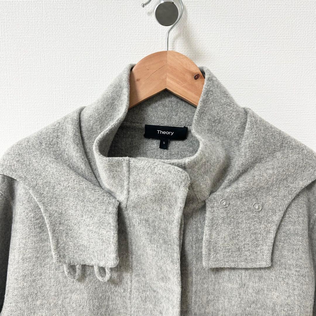 Theory カシミヤ混ダッフルコート ダブルフェイス グレー　S