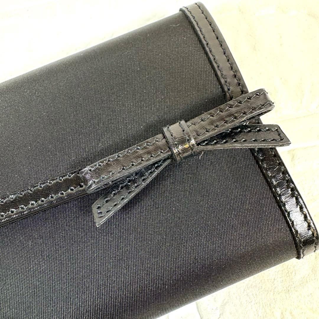 ☆【箱ギャランティー付き】プラダ PRADA 折り財布 リボン ブラック