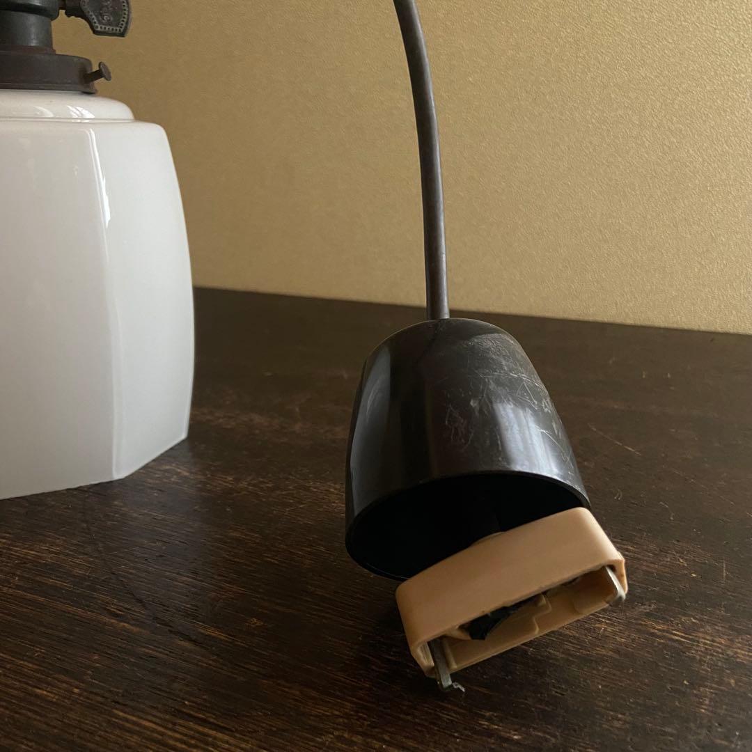 大正ロマン　アンティーク照明　乳白ガラス　八角シェード　レトロ