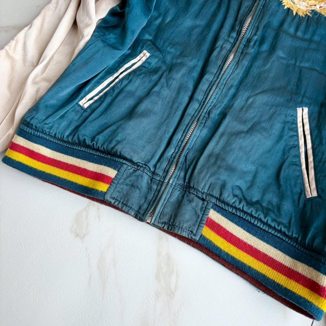 希少◆Houston スカジャン 刺繍 デザイン ブルゾン リバーシブル M