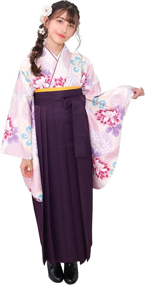 子供用　袴　４点セット　簡易着付け　卒業式　鞠菊に梅散らし