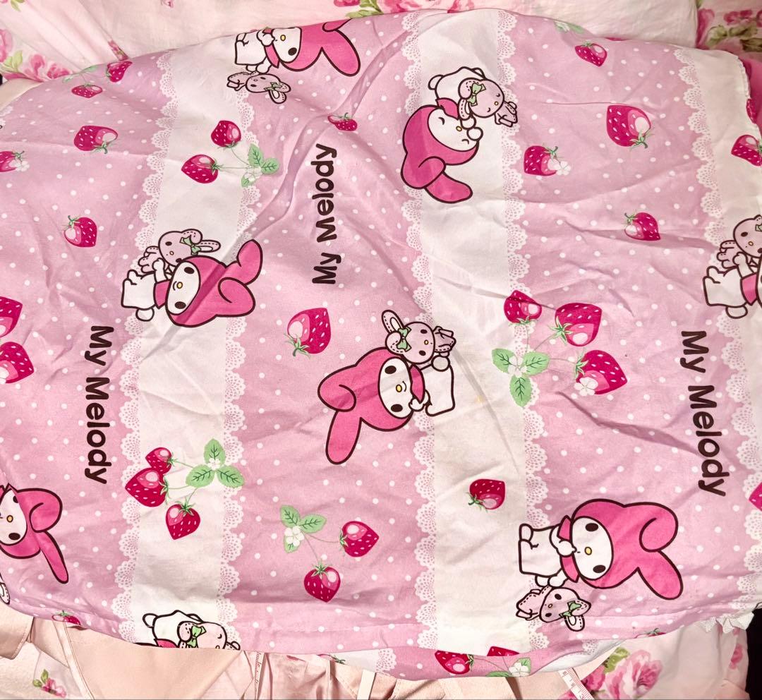 マイメロディー　いちご柄　シングルサイズ　掛け布団カバー　ピンク