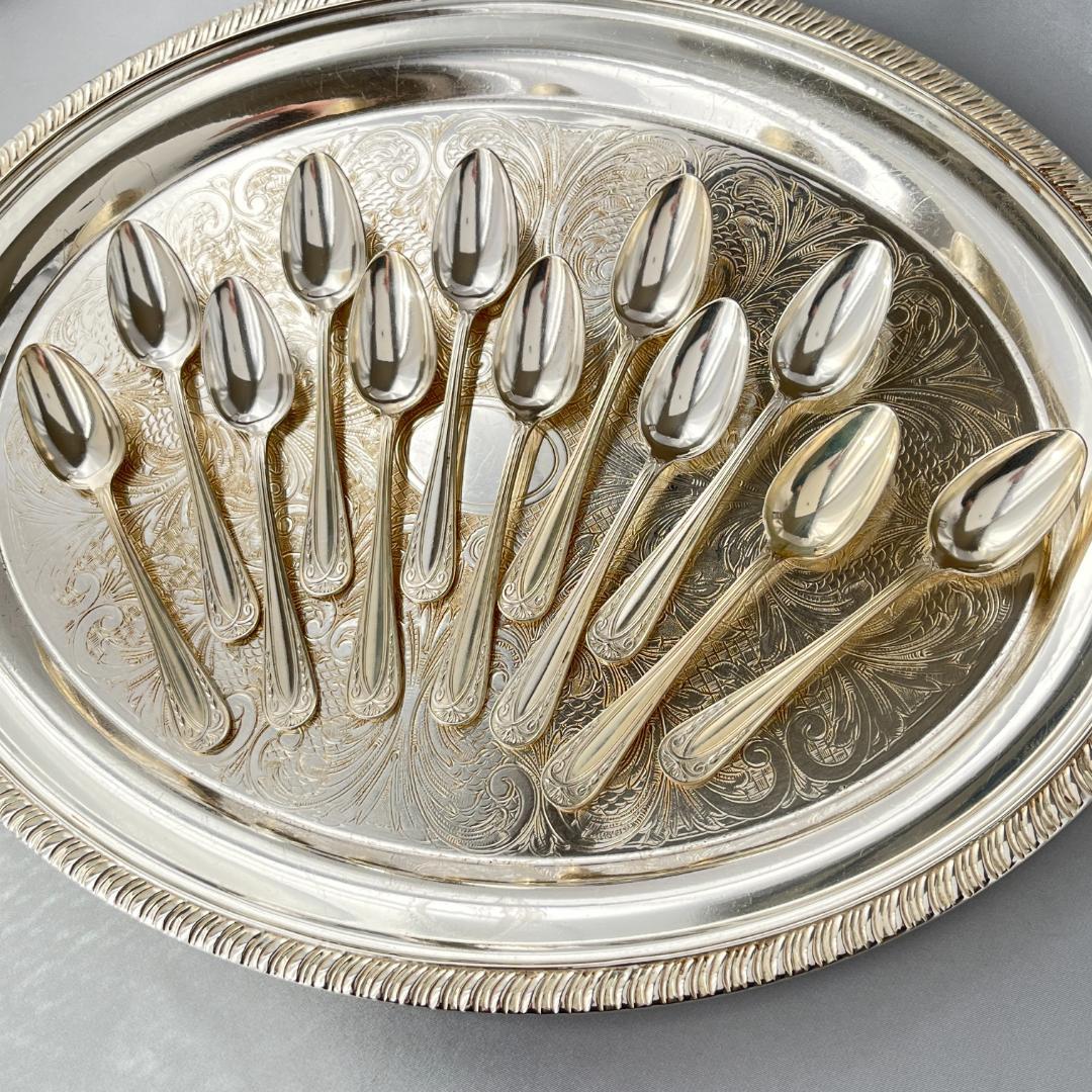 【仏蘭西】 レリーフ コーヒースプーン 12本【シルバープレート】アールヌーボー