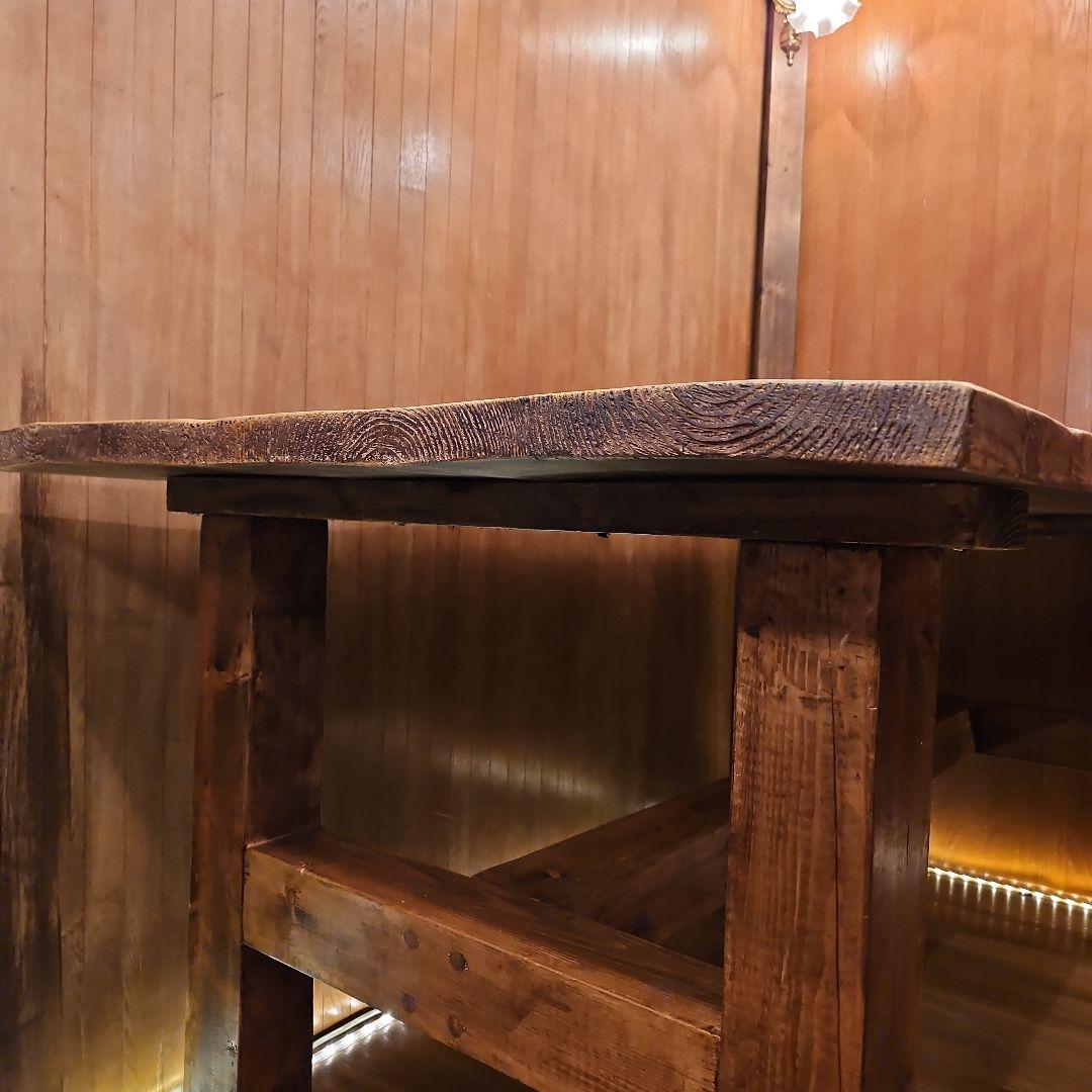 足場板テーブル 男前 天然木無垢材 ヴィンテージ加工 高めのテーブル