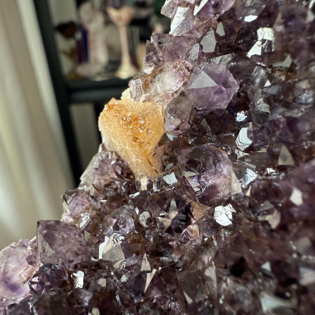 天然石タイチンルチルクォーツ共生アメジストの原石　置物　鉱物NO.011408