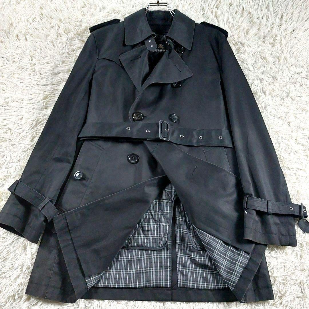 美品 バーバリーブラックレーベル キルティングライナー チェック柄トレンチコート