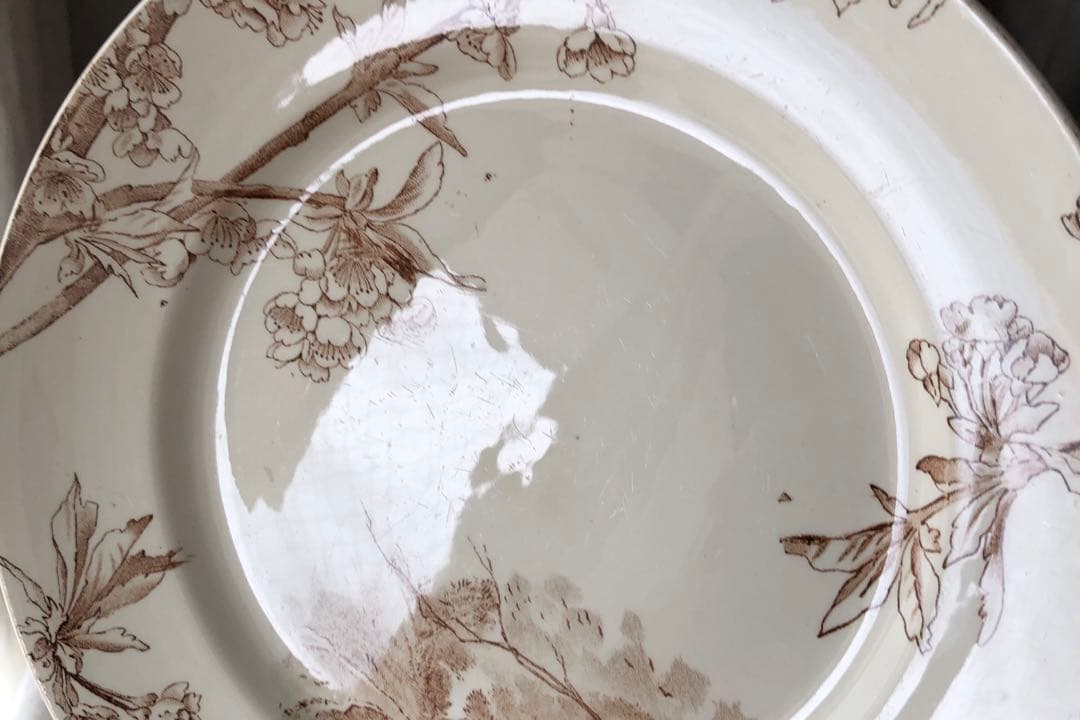 淡く優しいサクラの景色　クレイユモントロー　プレート　フランスアンティーク