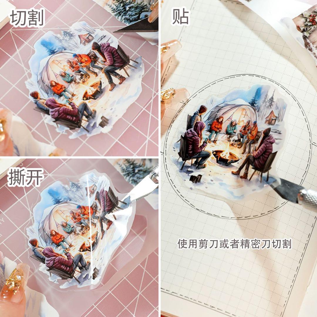 新品　冬語　美式人物小物　PET霧面マスキングテープ　箱入りマステ6本セット