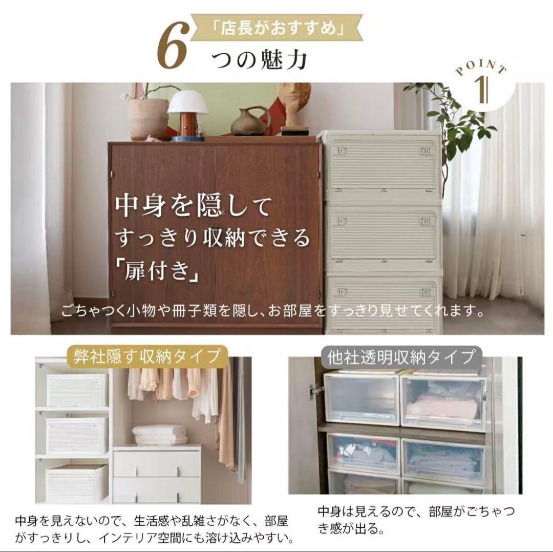 収納ボックス 折りたたみ コンテナ　収納ケース キャスター付 白 5個