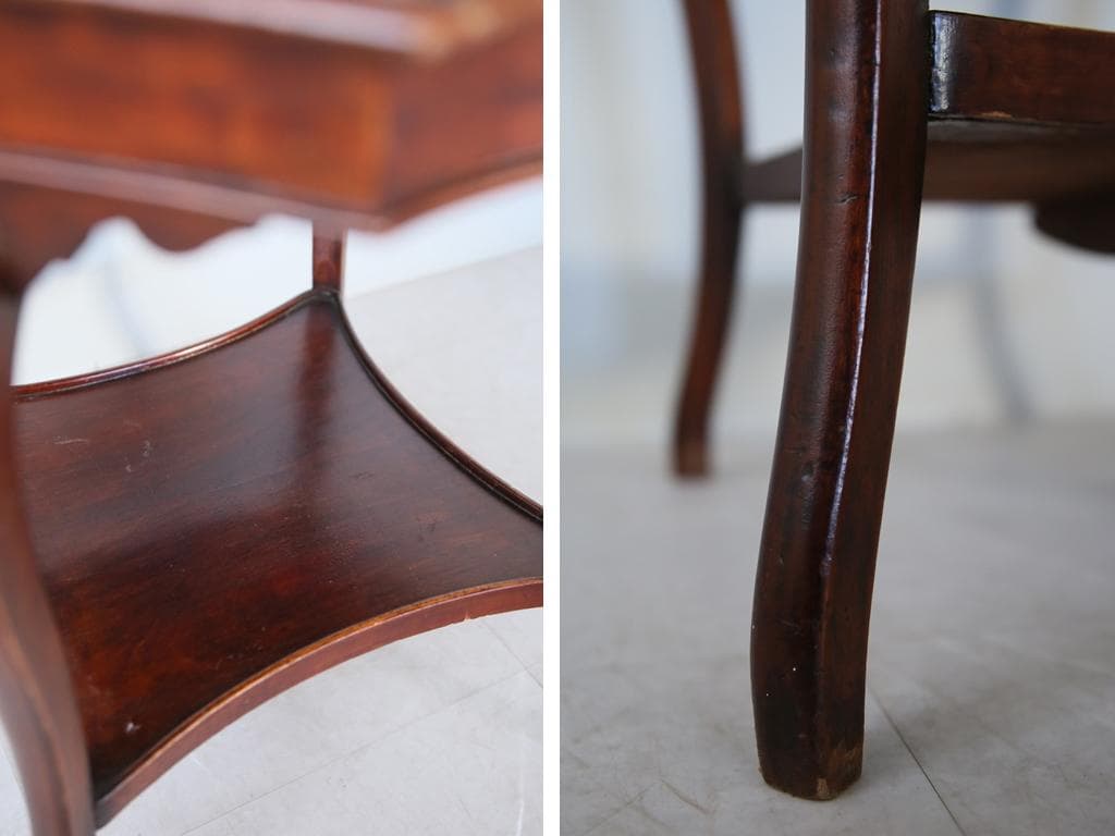 英国アンティーク木製サイドテーブル/オケージョナル/作業机/飾り棚(91-230