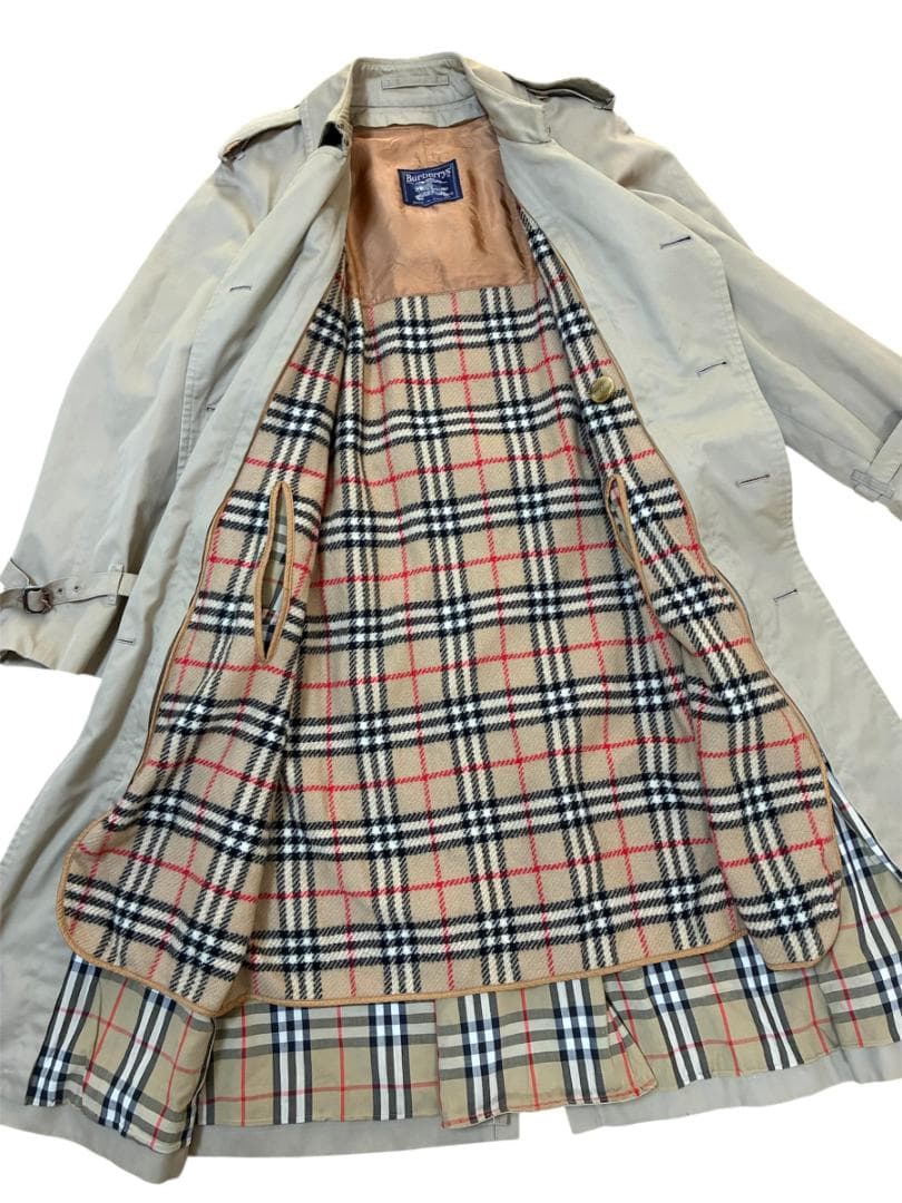 バーバリー　イギリス製　裏地チェック　ライナー付き　トレンチコート メンズ