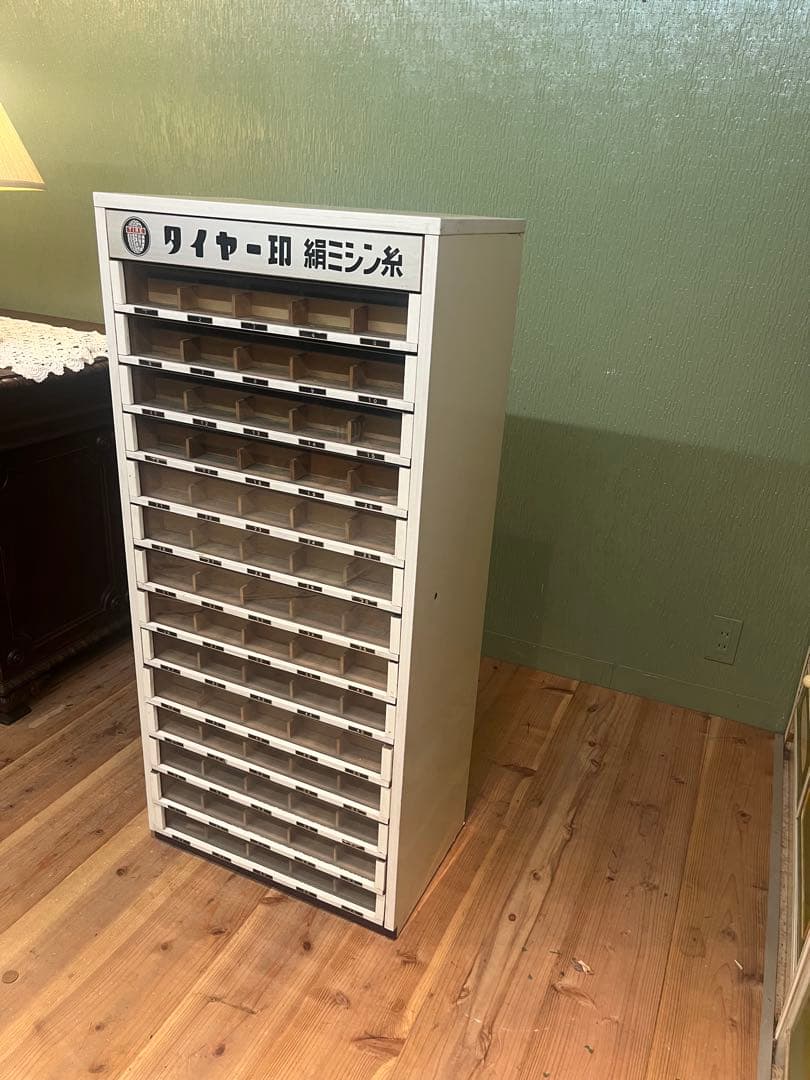ミシン糸ケース 什器 収納棚 昭和レトロ インテリア アンティーク 棚 当時物