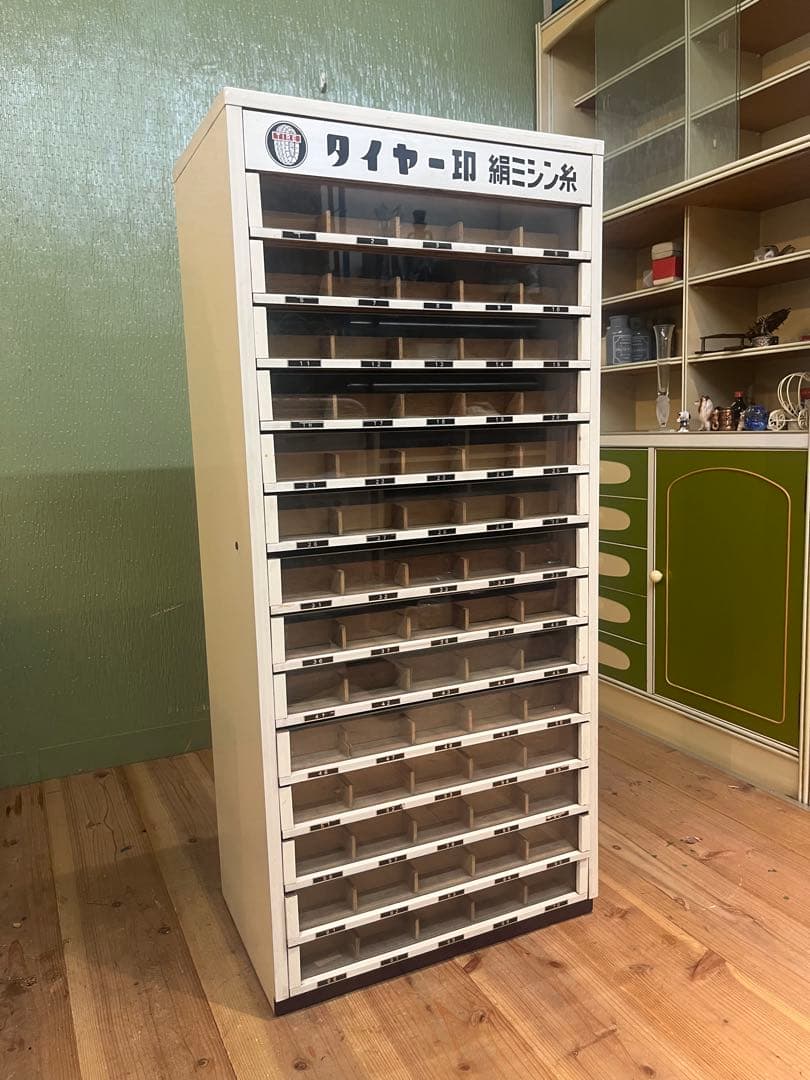 ミシン糸ケース 什器 収納棚 昭和レトロ インテリア アンティーク 棚 当時物