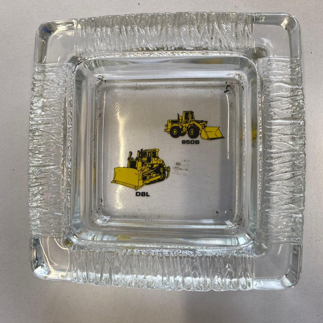 CAT　重機イラスト入りガラス灰皿　キャタピラー