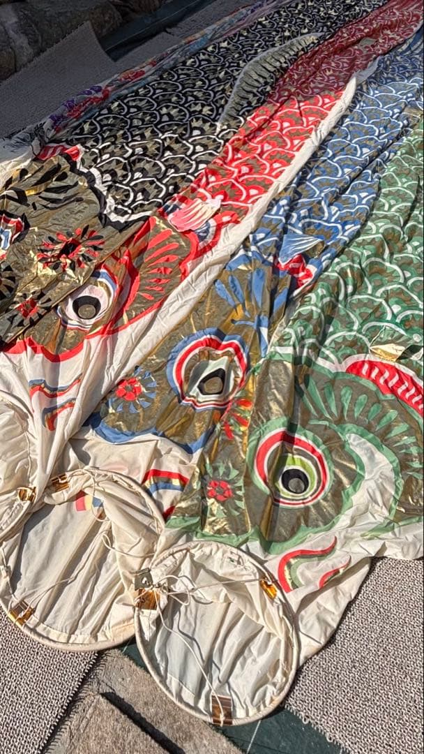 ダイヤ高級鯉のぼり ５点セット ゴールド 金箔 大型鯉のぼり 屋外用 昭和レトロ