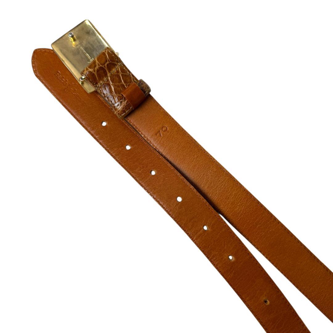 美品 RALPH LAUREN 3283 ベルト レザー クロコ ブラウン 本革