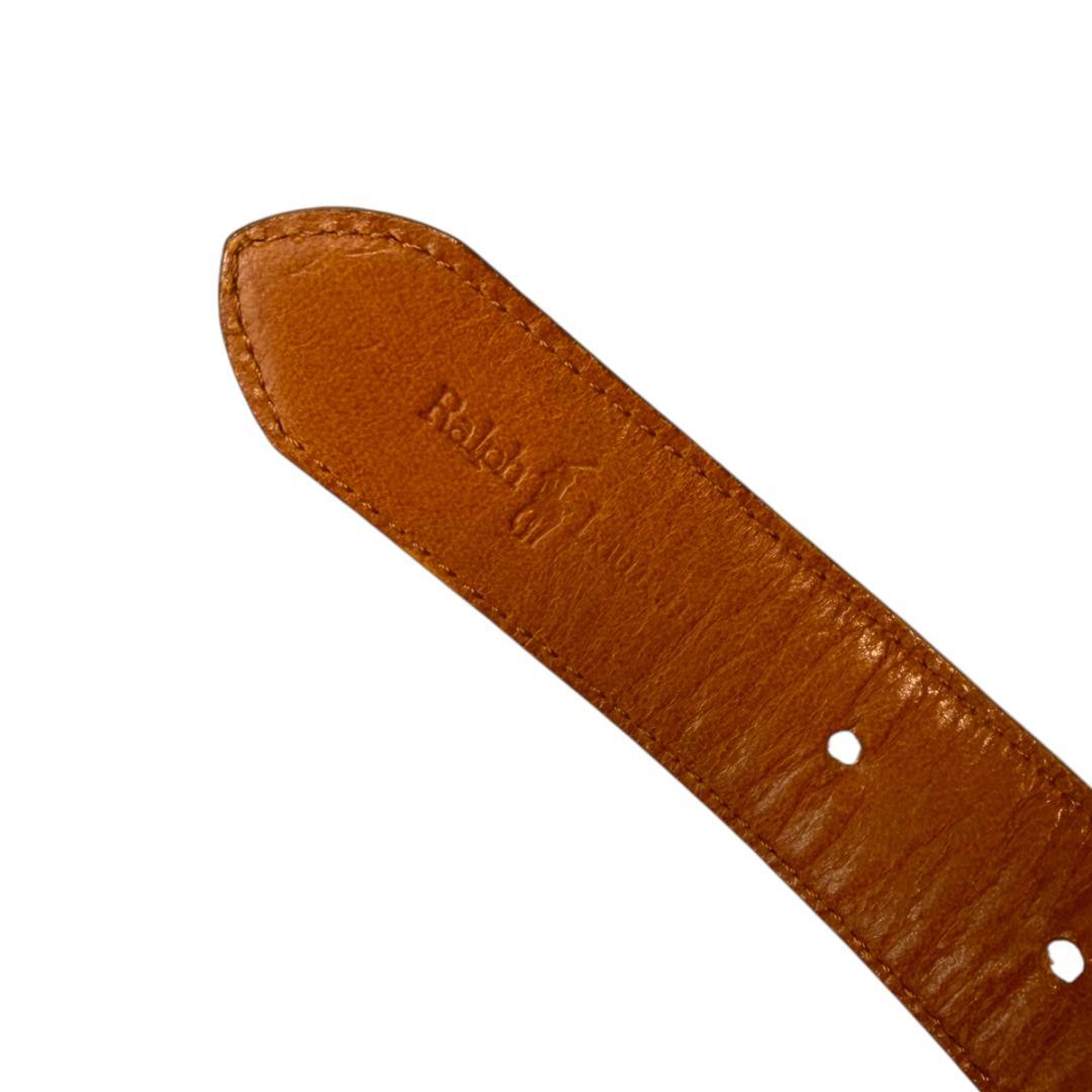 美品 RALPH LAUREN 3283 ベルト レザー クロコ ブラウン 本革