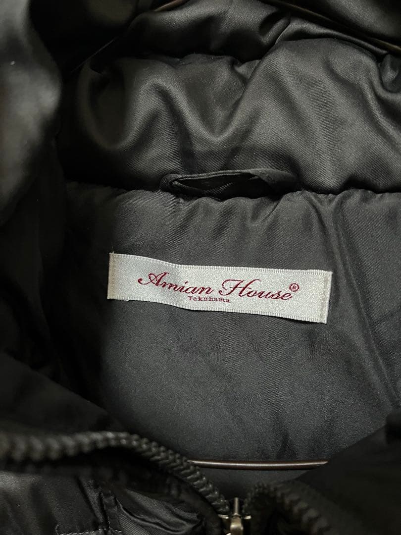 アミアンハウス 黒 ブラック ロング ダウンジャケット 大きいサイズ 17号