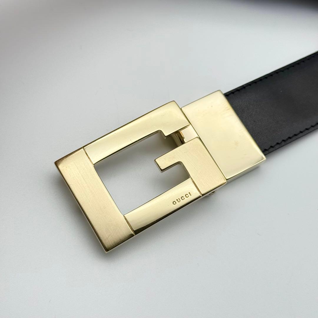 ✨美品✨グッチ ベルト Gバックル ゴールド金具 本革 男女兼用 リバーシブル