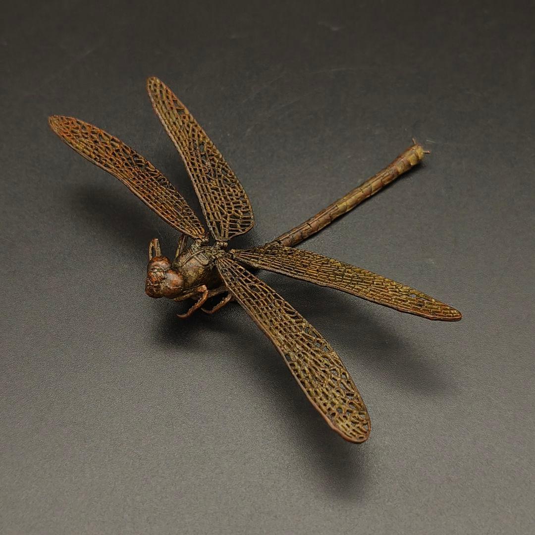ホ*マ様 銅製置物　勝虫　蜻蛉　トンボ　雨宮宗作　関節可動　金工品　茶道具