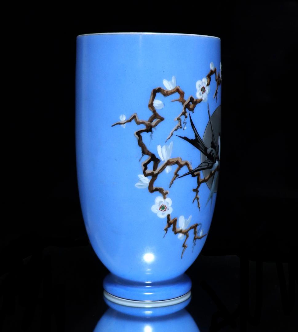 オールド・バカラ レア型 オパーリンクリスタル製 日本趣味 花鳥図飾壷 花瓶