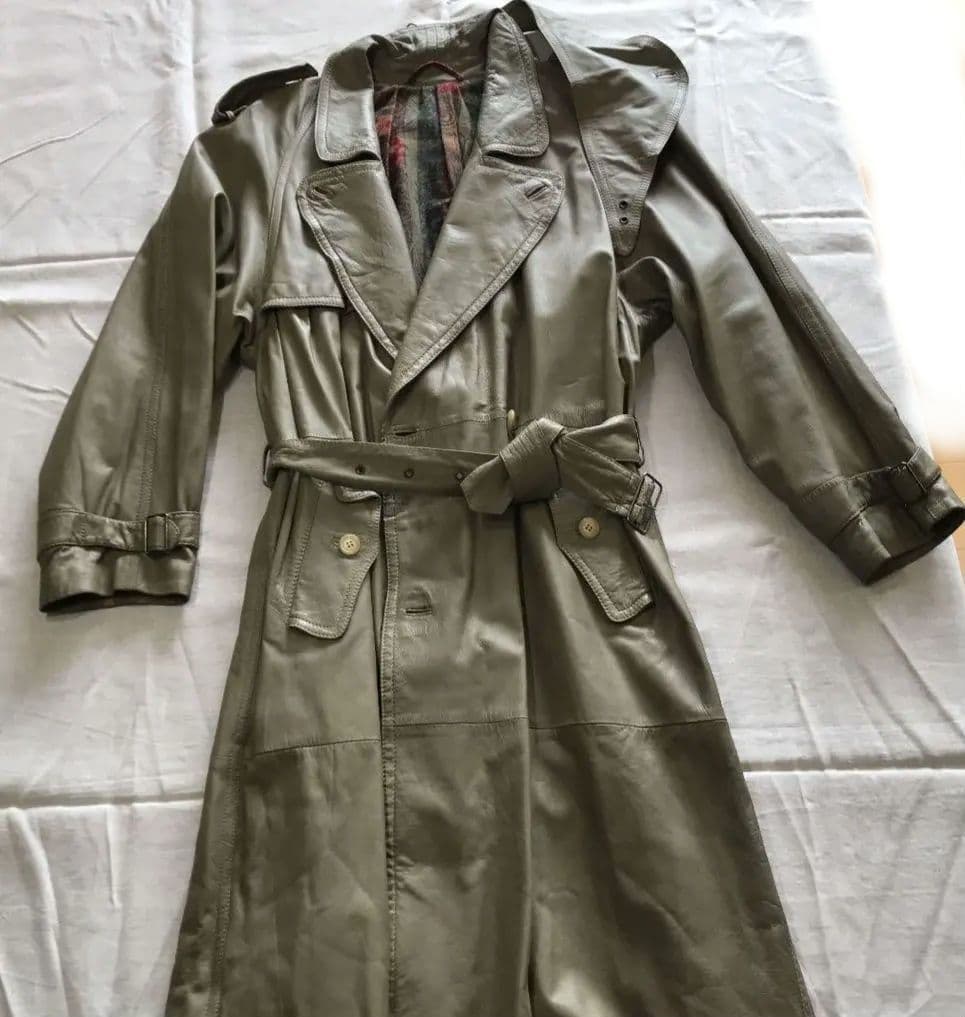 モレスキー革トレンチコートMモスグリーン