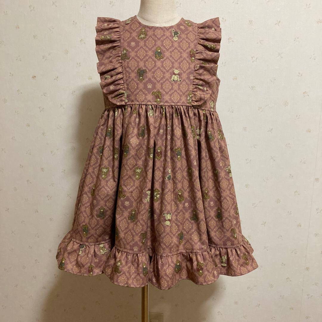 親子ワンピース　エプロンフリルワンピース