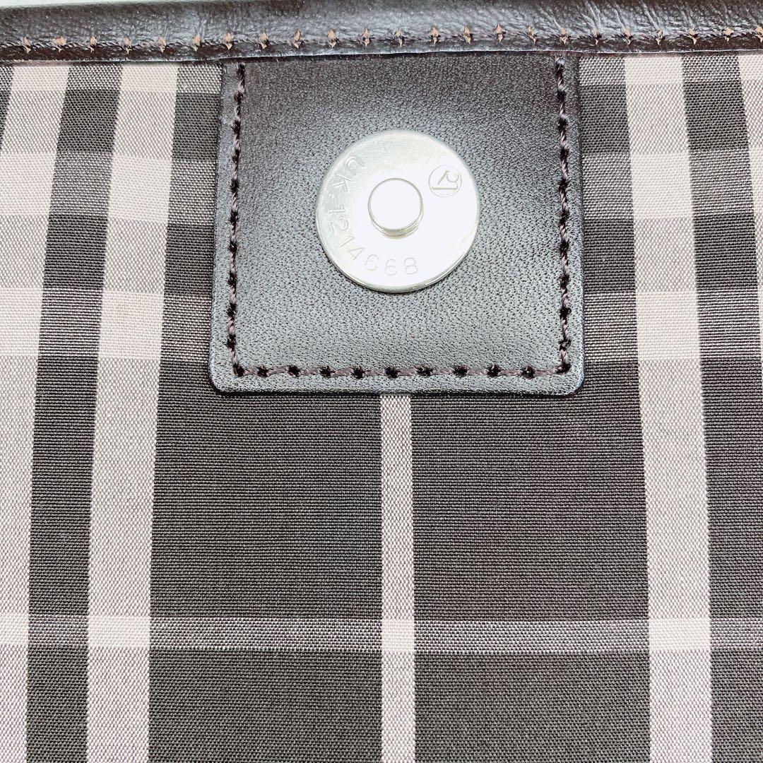 美品 バーバリーブラックレーベル ショルダーバッグ レザー キャンバス グレー