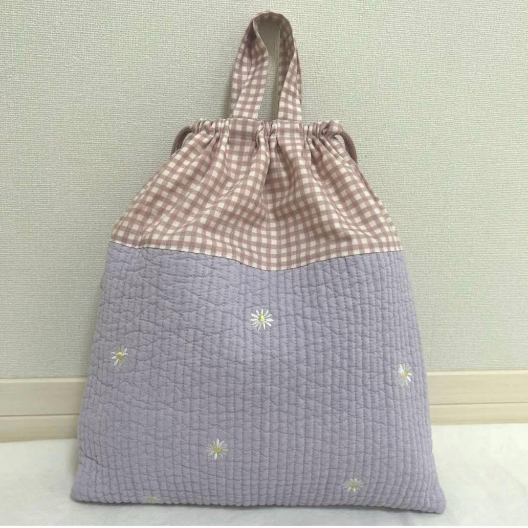 入園入学セット　【マーガレットヌビ×くすみピンク】　女の子　レッスンバッグ　紫