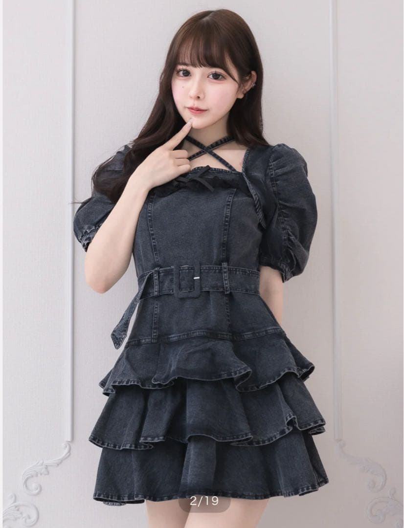 ピウム pium デニムワンピース ティアードフリルミニワンピース 新品未使用