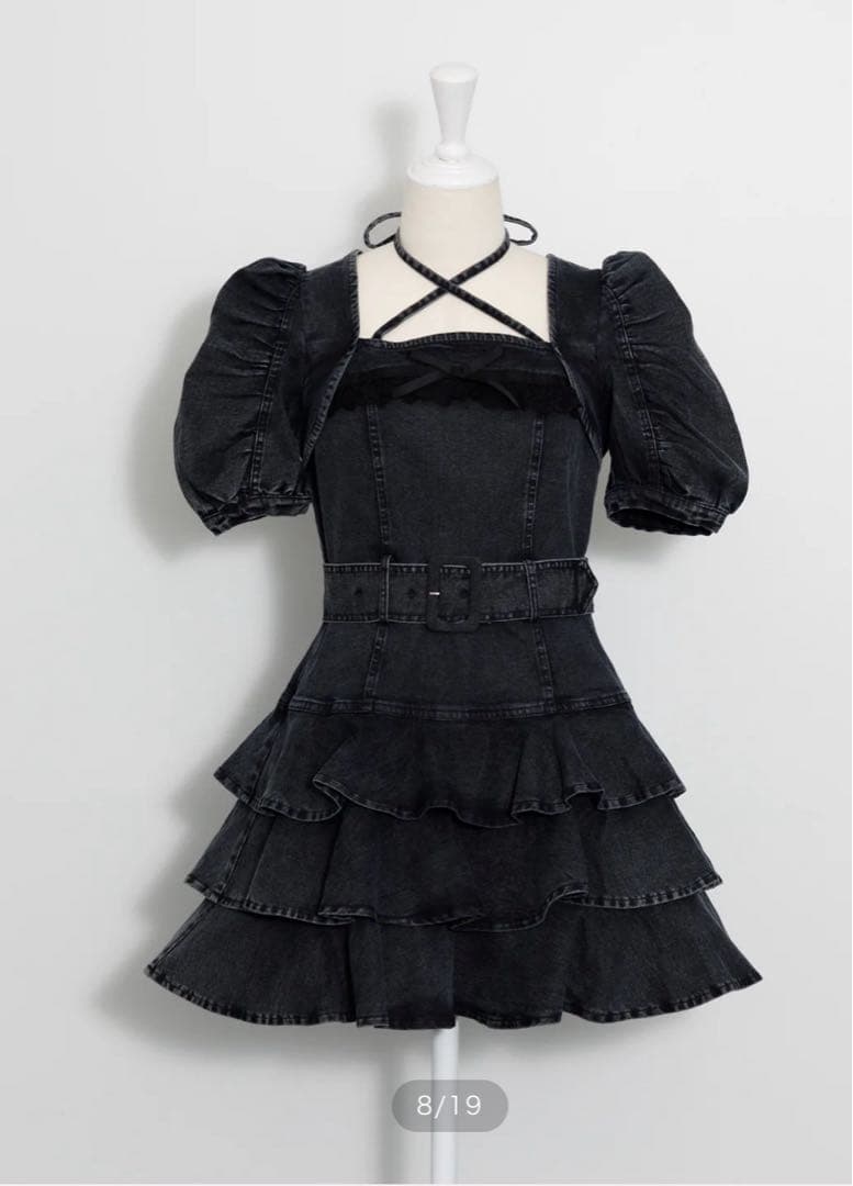 ピウム pium デニムワンピース ティアードフリルミニワンピース 新品未使用
