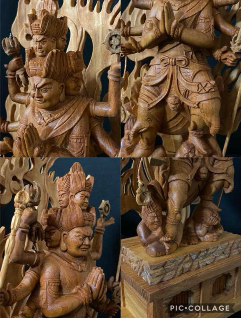 仏教工芸品　木彫仏像　最高級品　仏師手仕上げ品　大元帥明王立像