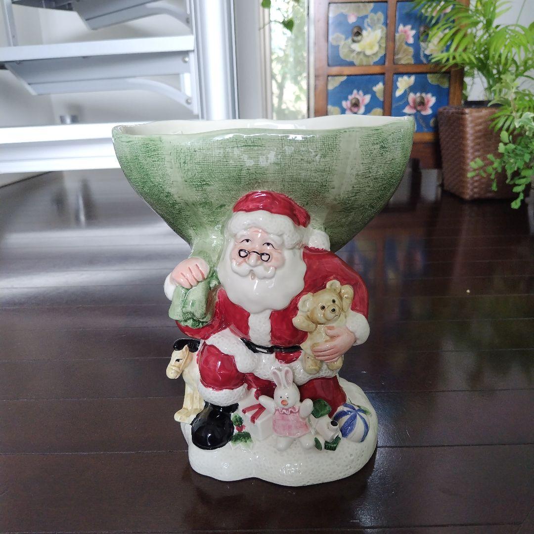 美品です！レア 海外アンティーク 陶器 サンタクロース コンポート皿 レトロ