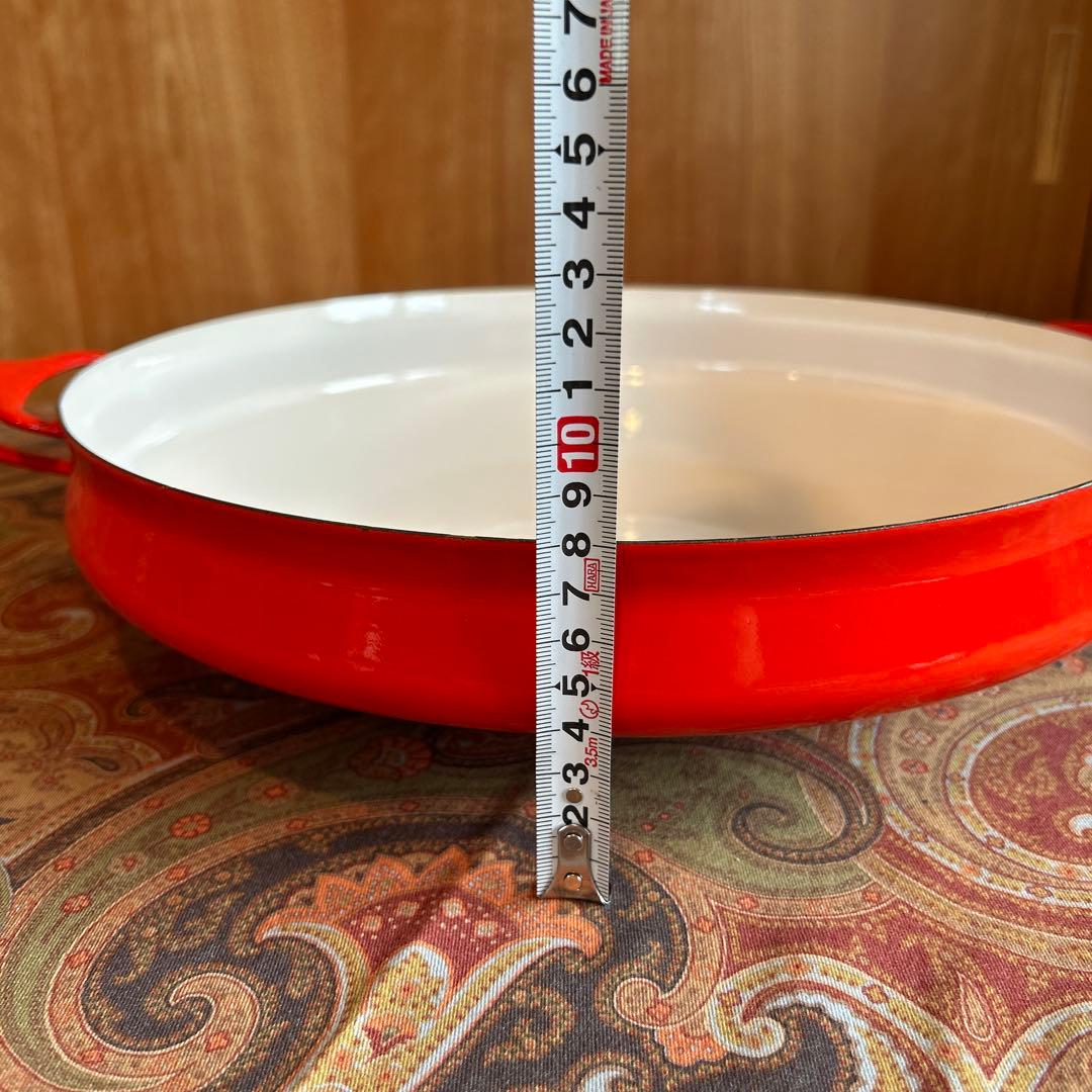 169◆DANSK 35cm 両手鍋フライパン　パエリアパン　赤いホーロー廃盤品