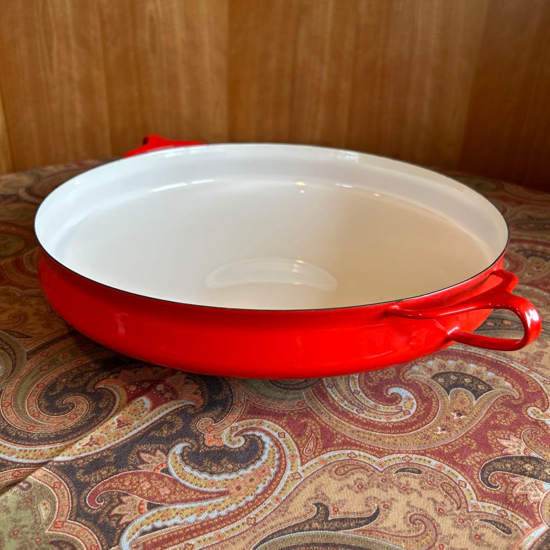 169◆DANSK 35cm 両手鍋フライパン　パエリアパン　赤いホーロー廃盤品