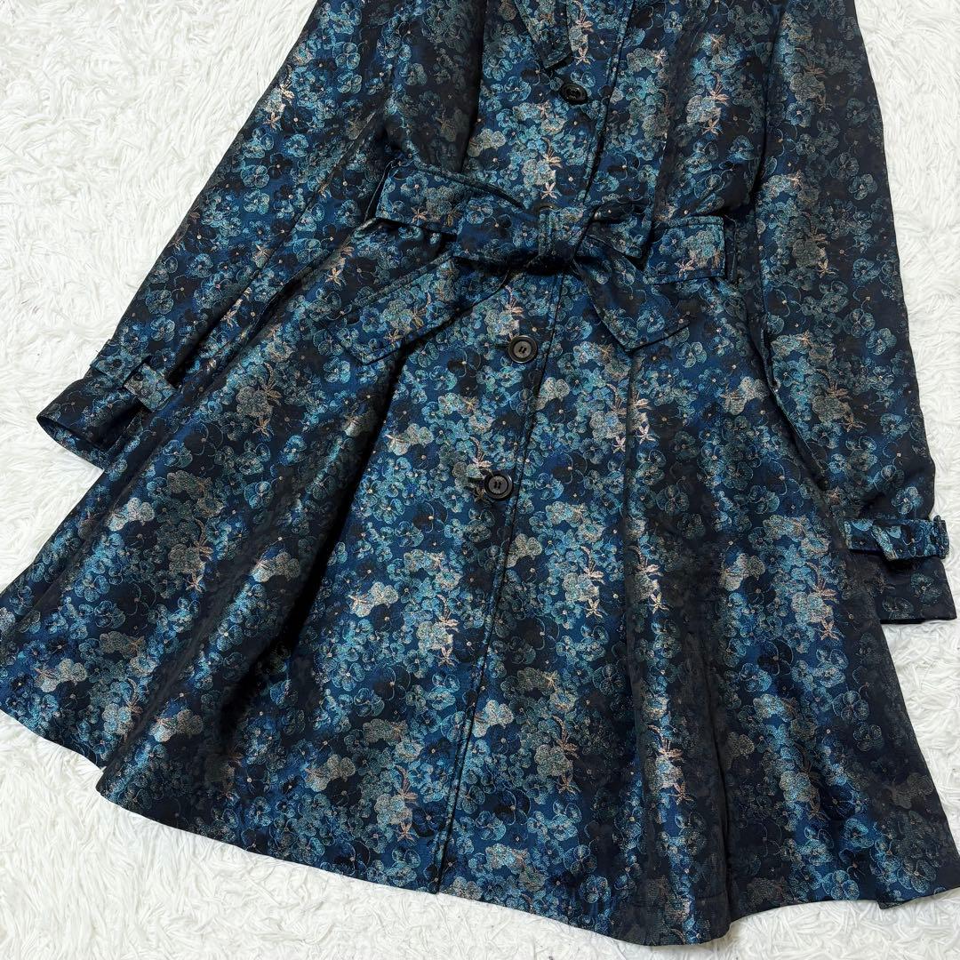 【試着のみ】ダックスロンドン　ロングコート　花柄　ジャガード　ベルト　イタリア製