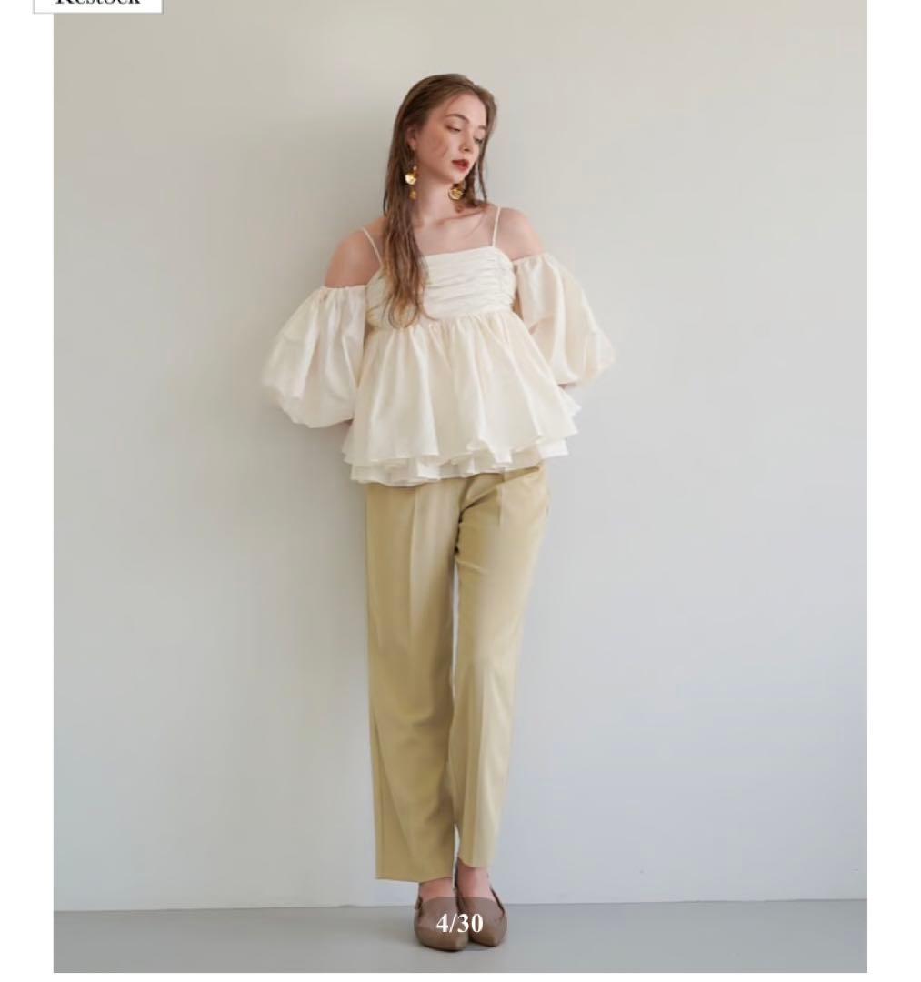 トップス Acka. puffy gather blouse white