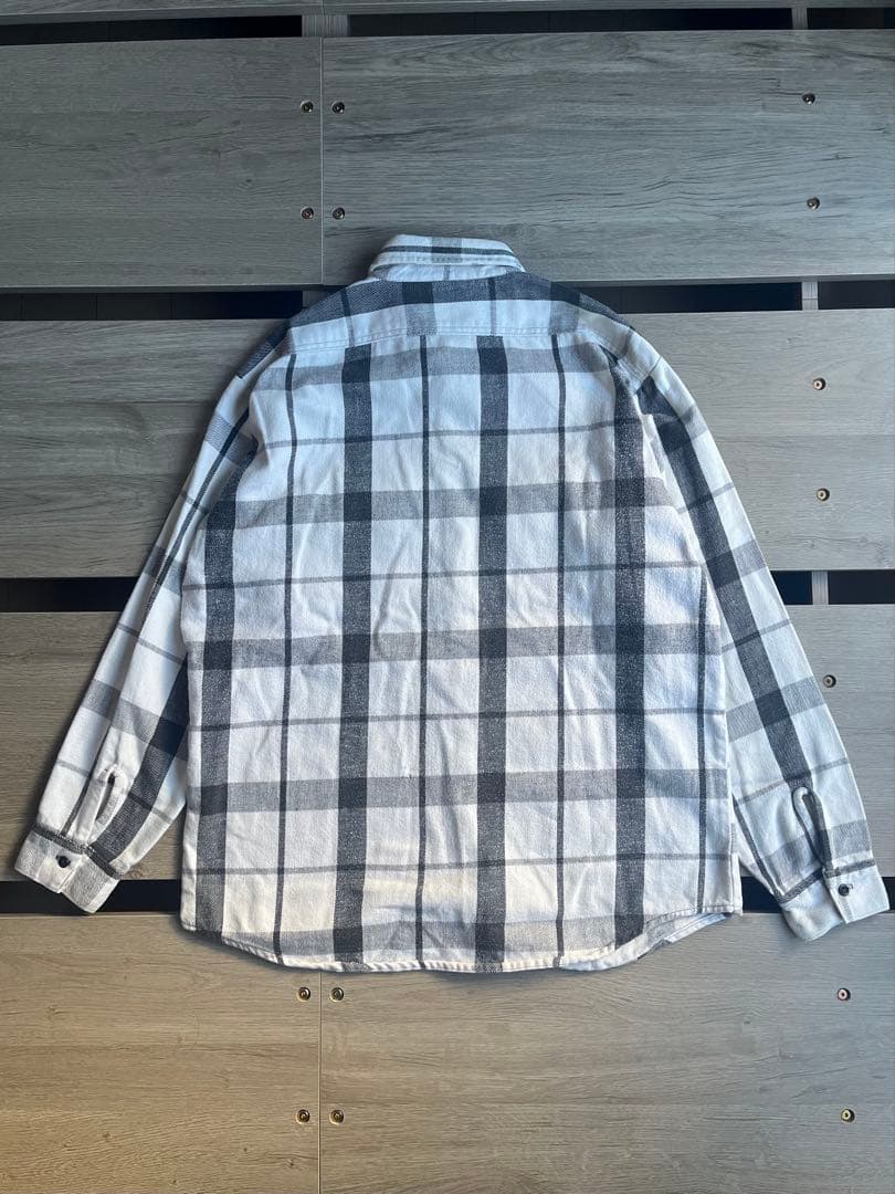 70s 80s five brother白 黒 グレー ネルシャツ