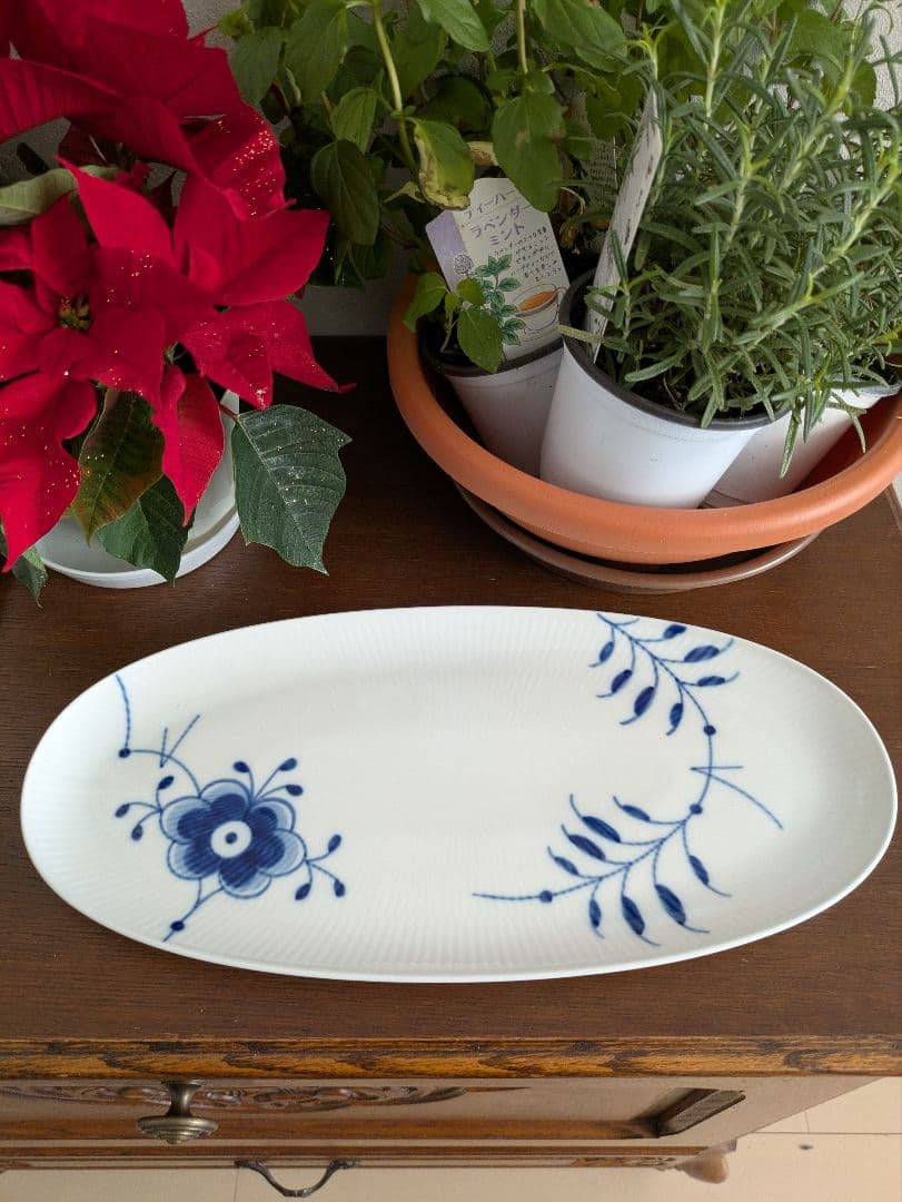 ロイヤルコペンハーゲン ブルーフルーテッドメガ ロングオーバルディッシュ