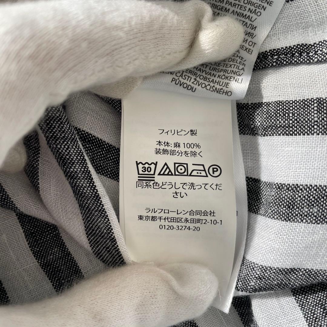 POLO RALPH LAUREN リネン100% ストライプシャツ L