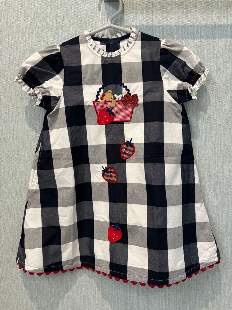 美品　ファミリア　ギンガムチェック　ワンピース　90